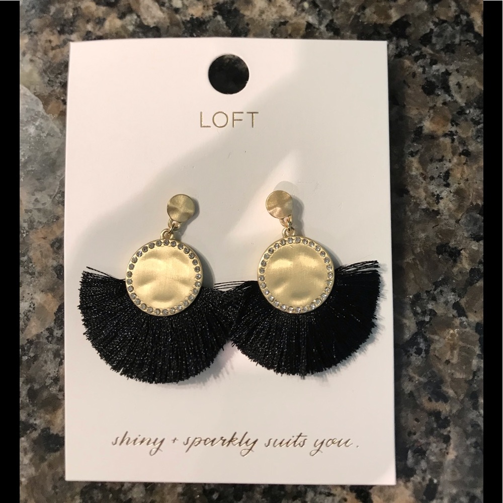 Gold and Black Fringe Earrings